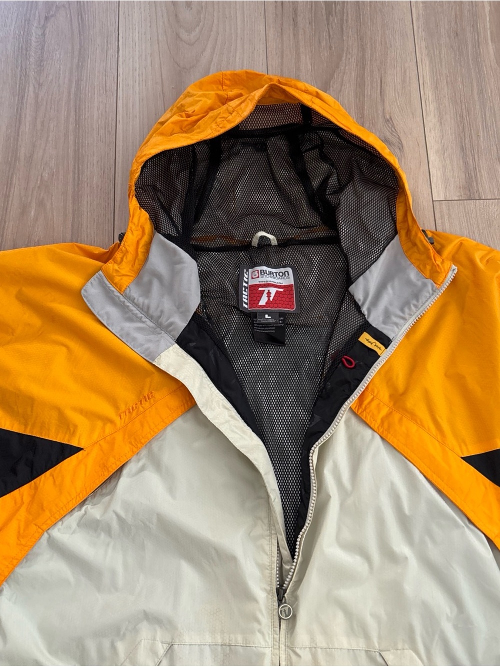 Burton Men’s Yellow and Cream Colorblock Hooded Jacket